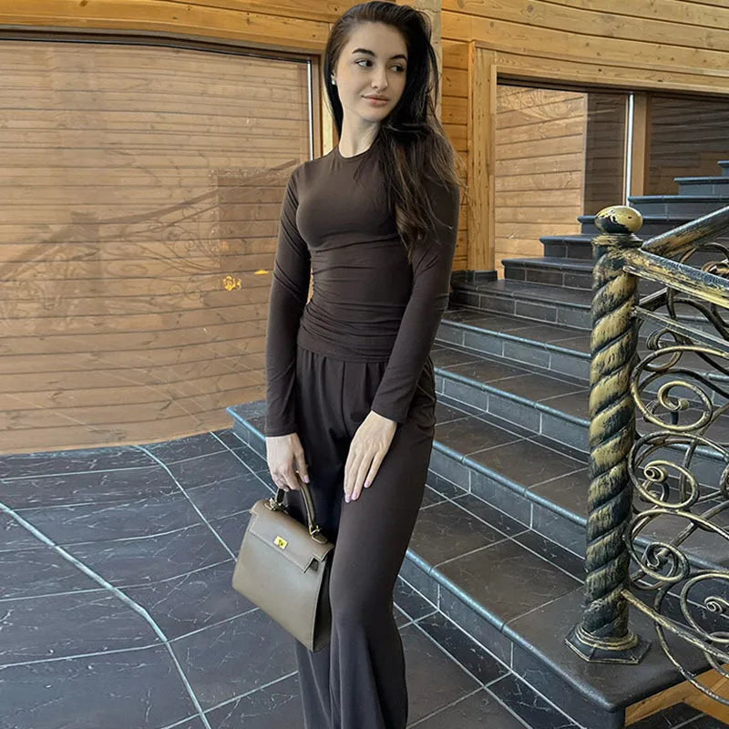 Casual Basic Trousers Set Top Fashion Sports