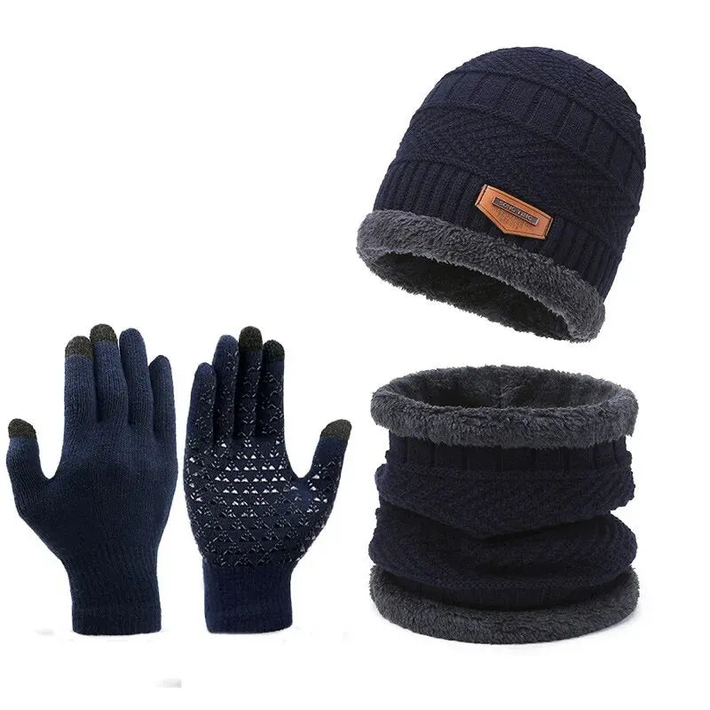 Chapeau coupe-vent en cachemire pour homme, écharpe d'extérieur, gants, encolure en trois pièces, chapeau isolé, site officiel 107, hiver