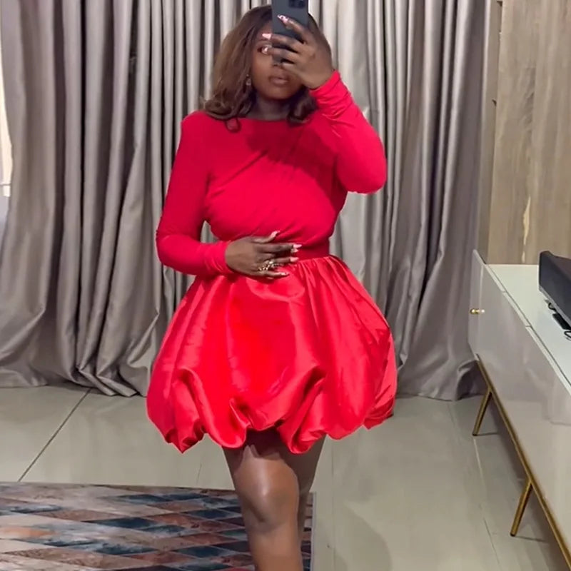 Women's Elegant Bud Skirt and Long Sleeve Two Piece Set Autumn Fashion Casual Streetwear High Waist Skirt Matching Set