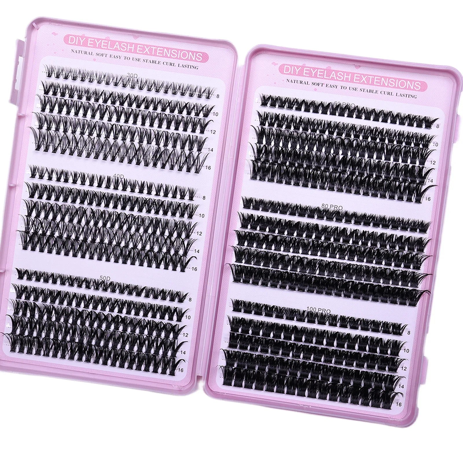 30 rangées de grappes de cils individuelles bricolage livre d'extensions de cils, grappes de cils D Curl Extension de cils pour une utilisation à la maison