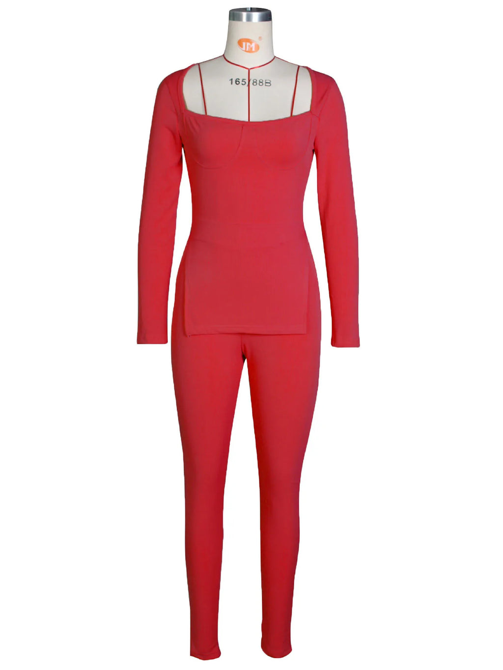 2026 womens ribbed clothing sexy two piece pants set women long sleeve high slit blouse with pit strip tights leggings for women