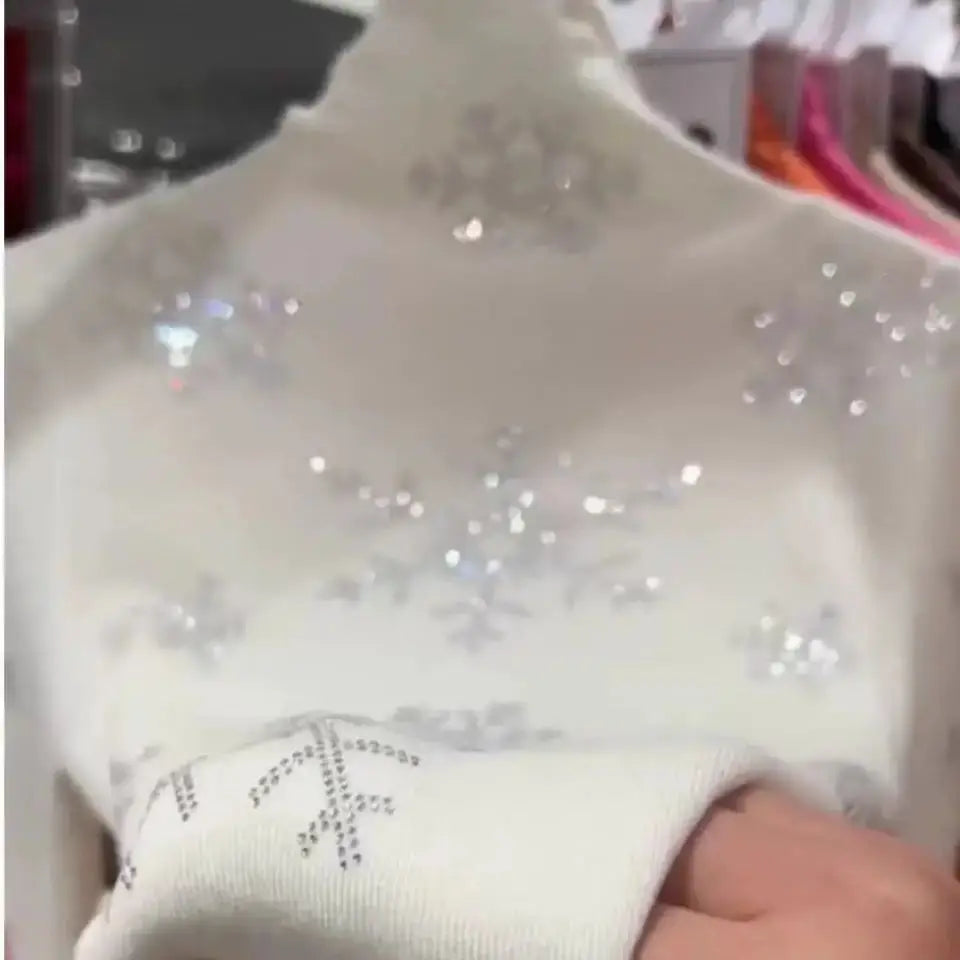 Nouveau dans la tendance étincelle diamants forage chaud blanc cassé pull femmes automne hiver tricots haut tricoté pulls femme vêtements