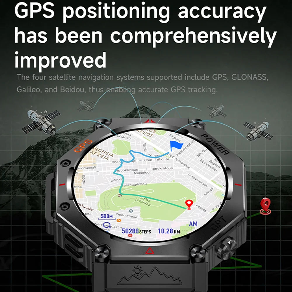 2025 pour HUAIWE militaire extérieur GPS sport montre intelligente hommes 1.39 "5ATM étanche 530mAh ChatGPT AI Assistant boussole Smartwatch