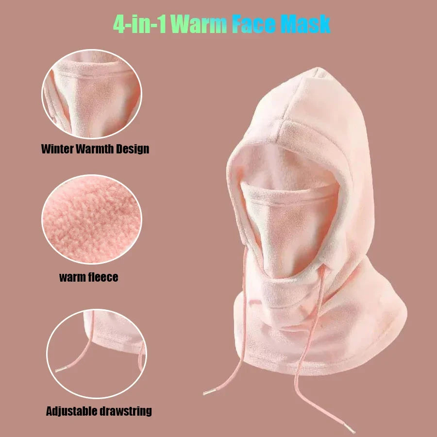 Cagoule chauffe-cou en polaire d'hiver, capuche à cordon réglable, masque de Ski unisexe léger et doux pour le cyclisme et les Sports de plein air, 1 pièce