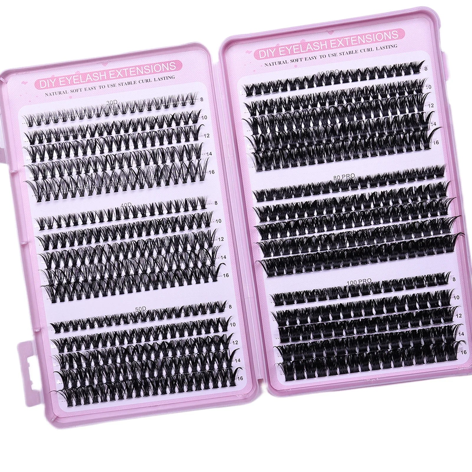 30 rangées de grappes de cils individuelles bricolage livre d'extensions de cils, grappes de cils D Curl Extension de cils pour une utilisation à la maison