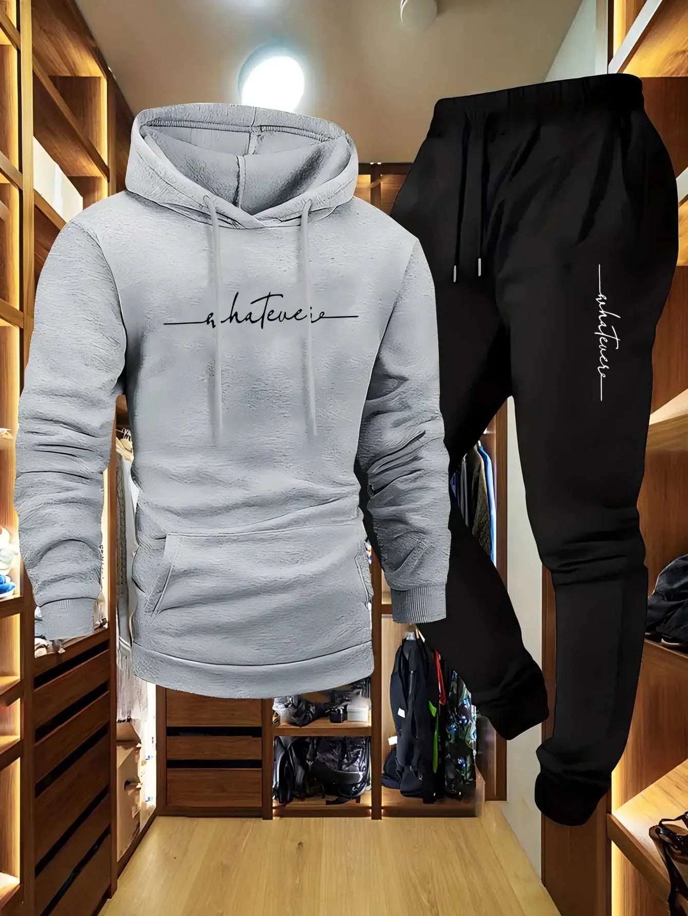 Homme-chemise de sport à capuche imprimée sport et décontractée de nouveau style-ensemble deux pièces tenue de sport