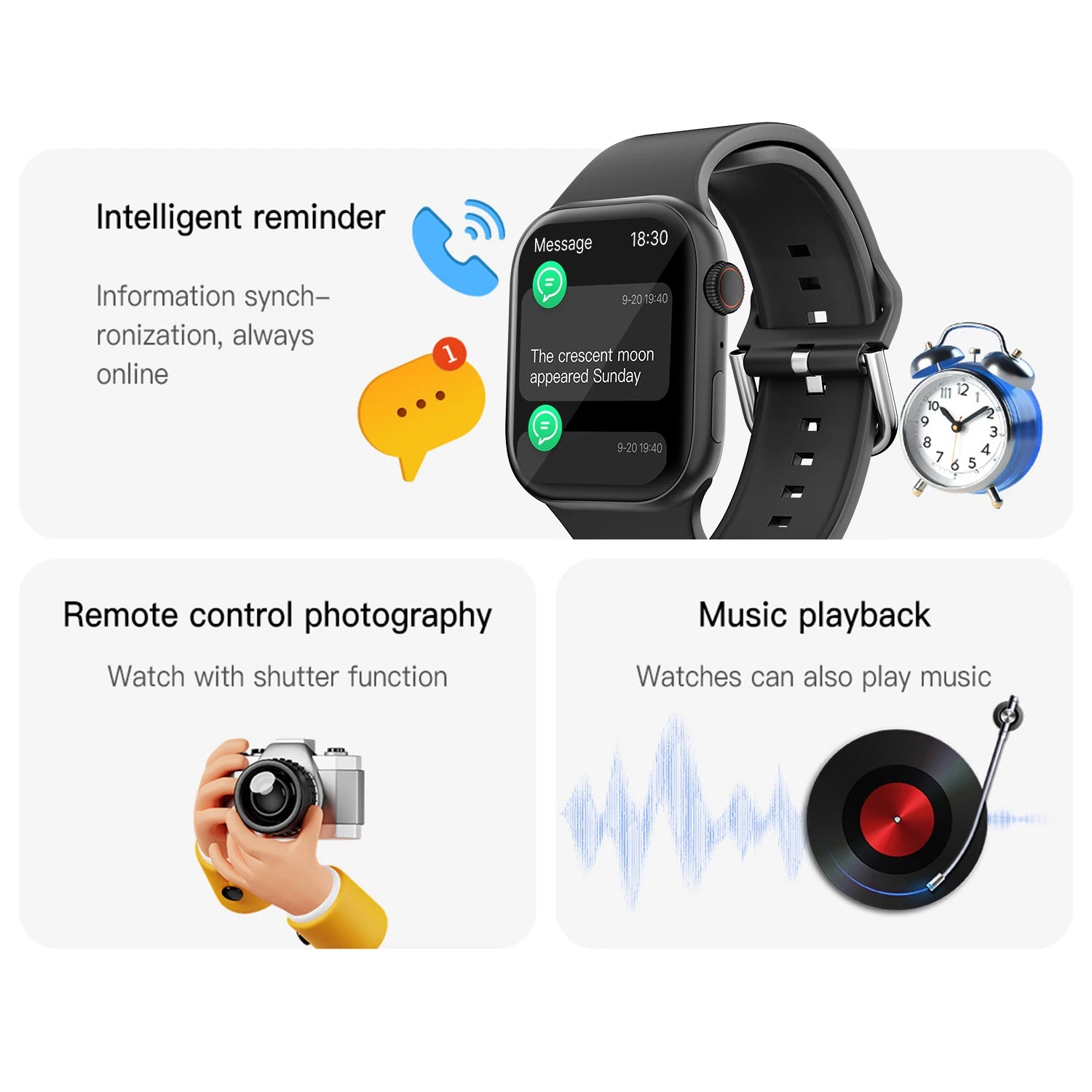 SIMSONLAB nouvelle montre intelligente Bluetooth appel musique caméra contrôle surveillance de la fréquence cardiaque Modes multisports pour hommes femmes Android IOS