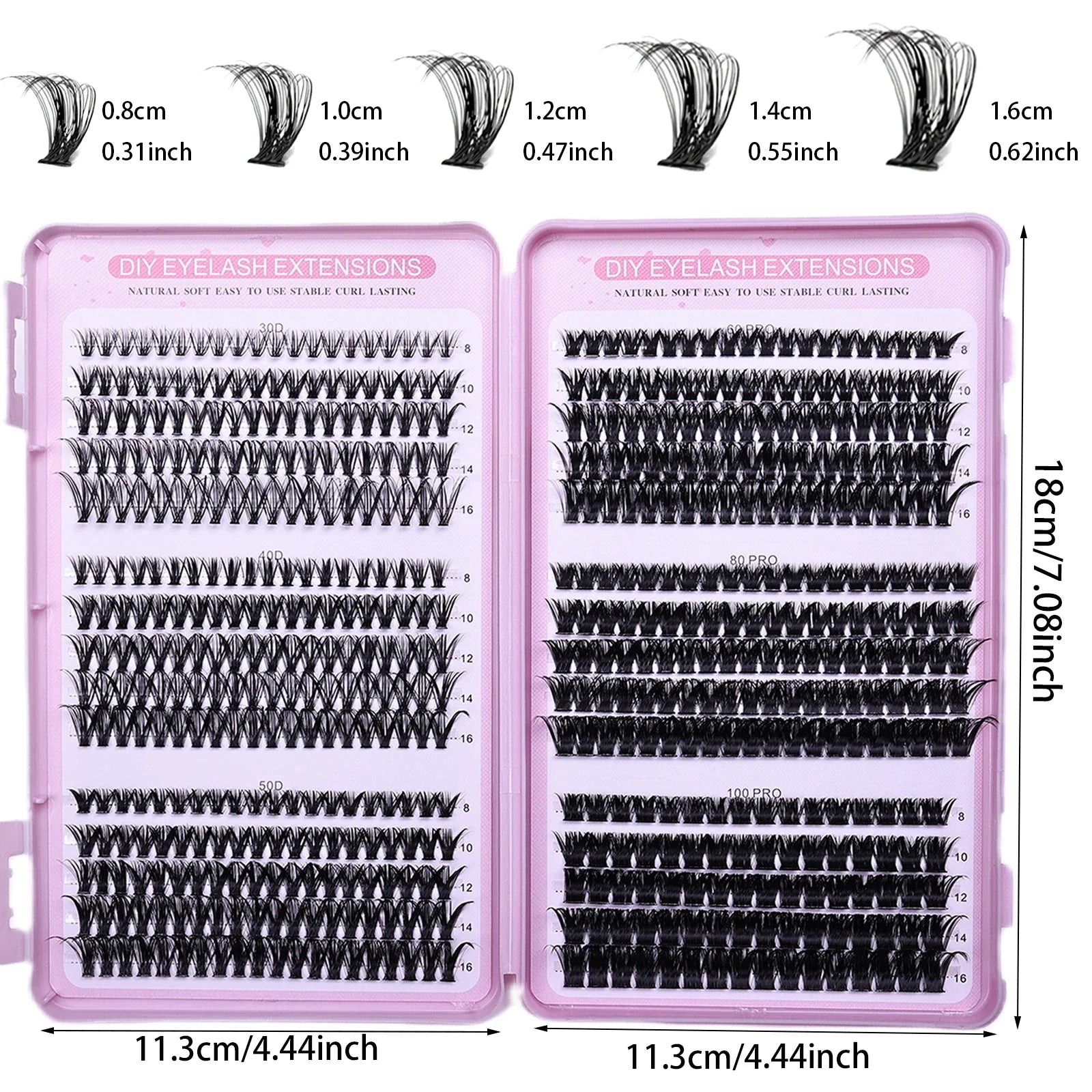 30 rangées de grappes de cils individuelles bricolage livre d'extensions de cils, grappes de cils D Curl Extension de cils pour une utilisation à la maison