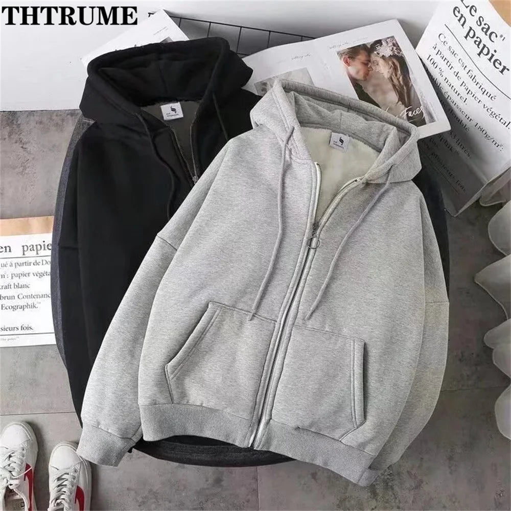 Femmes élégantes Chic sweats à capuche mode automne hiver polaire à manches longues couleur unie haut à capuche décontracté bureau dame fermeture éclair sweats