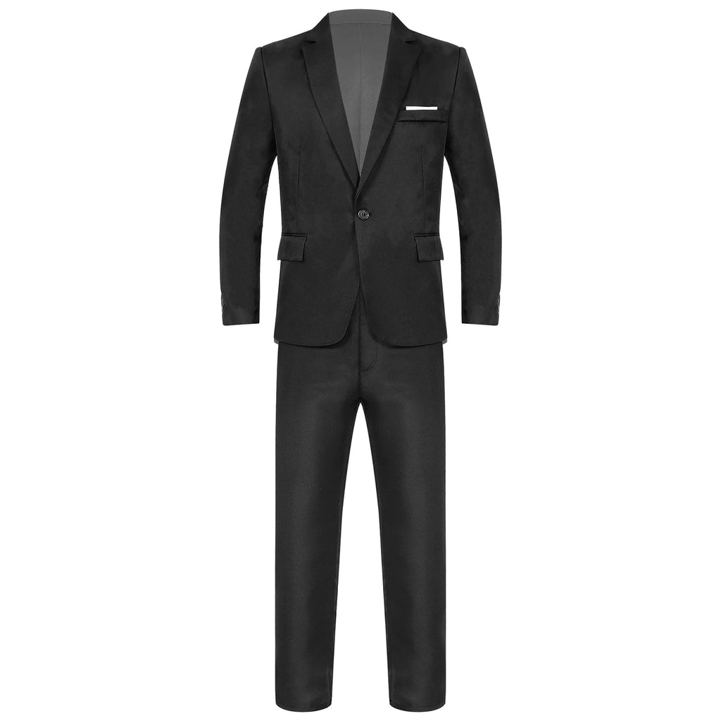 Uniforme formel imbibé de gentleman pour hommes, veste blazer à revers à manches longues avec pantalon, tenues de fête de mariage d'affaires, réunions de bureau, 2 pièces