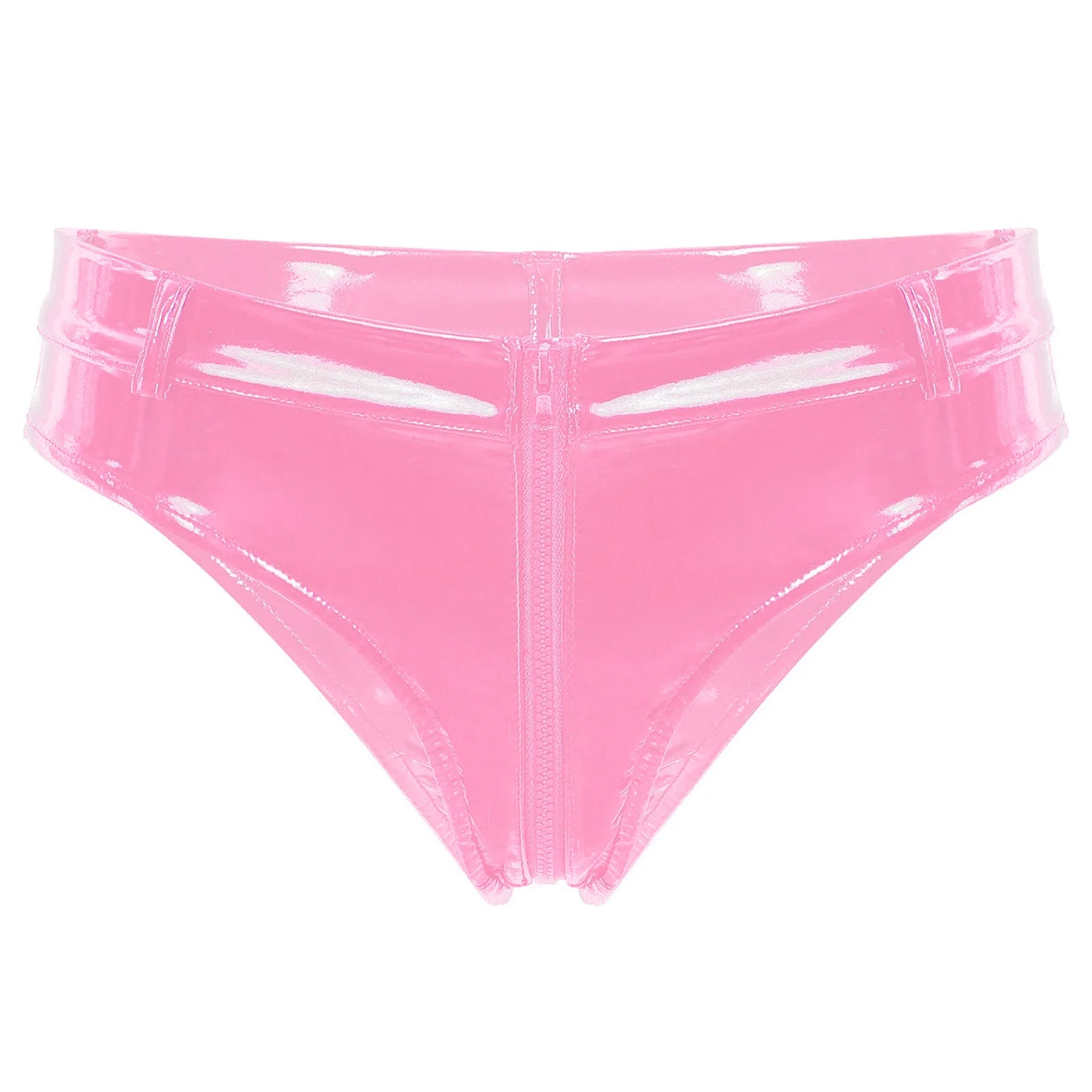 Sous-vêtements porno en Latex pour femmes, joint torique, fermeture éclair, entrejambe, taille basse, Lingerie, butin, pantalon chaud, Look mouillé, culotte Sexy en cuir verni