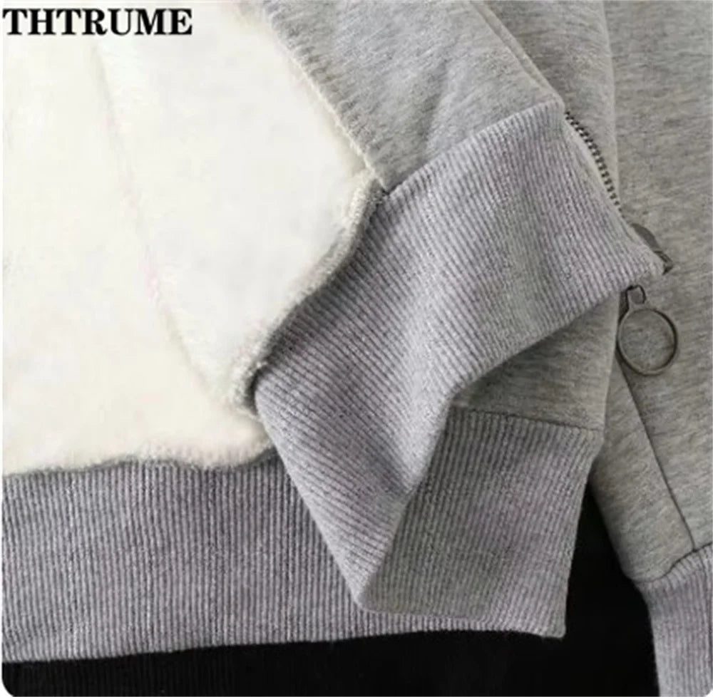 Femmes élégantes Chic sweats à capuche mode automne hiver polaire à manches longues couleur unie haut à capuche décontracté bureau dame fermeture éclair sweats