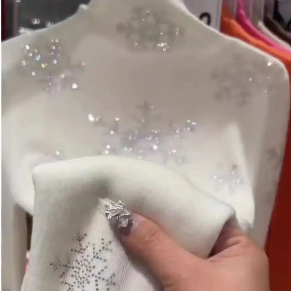 Nouveau dans la tendance étincelle diamants forage chaud blanc cassé pull femmes automne hiver tricots haut tricoté pulls femme vêtements