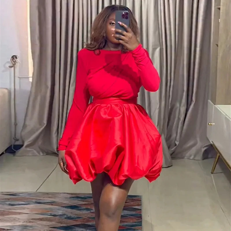 Women's Elegant Bud Skirt and Long Sleeve Two Piece Set Autumn Fashion Casual Streetwear High Waist Skirt Matching Set