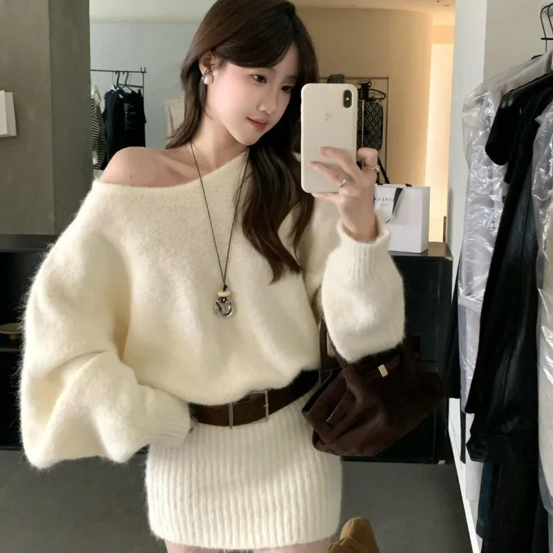 Femmes tricot pull pull manches chauve-souris Sexy longs tricots hanche jupe pull avec ceintures Vintage automne hiver tricoté pulls