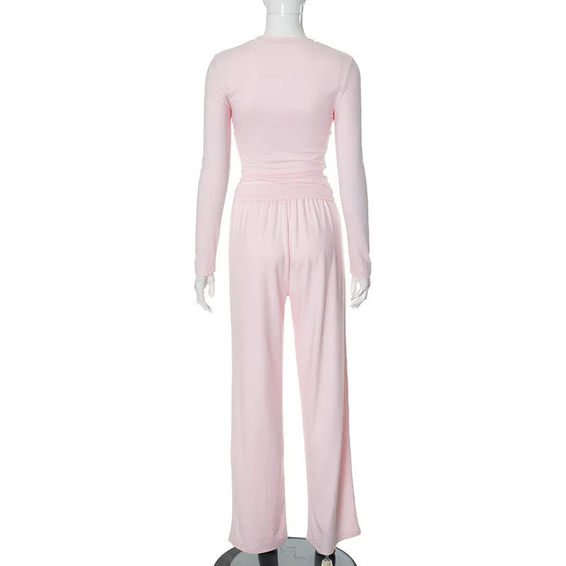 Casual Basic Trousers Set Top Fashion Sports