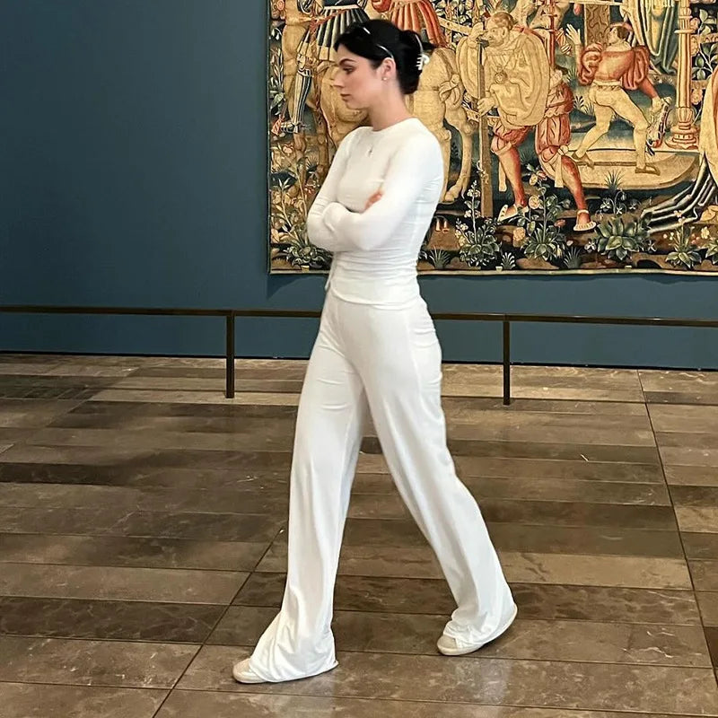 Casual Basic Trousers Set Top Fashion Sports