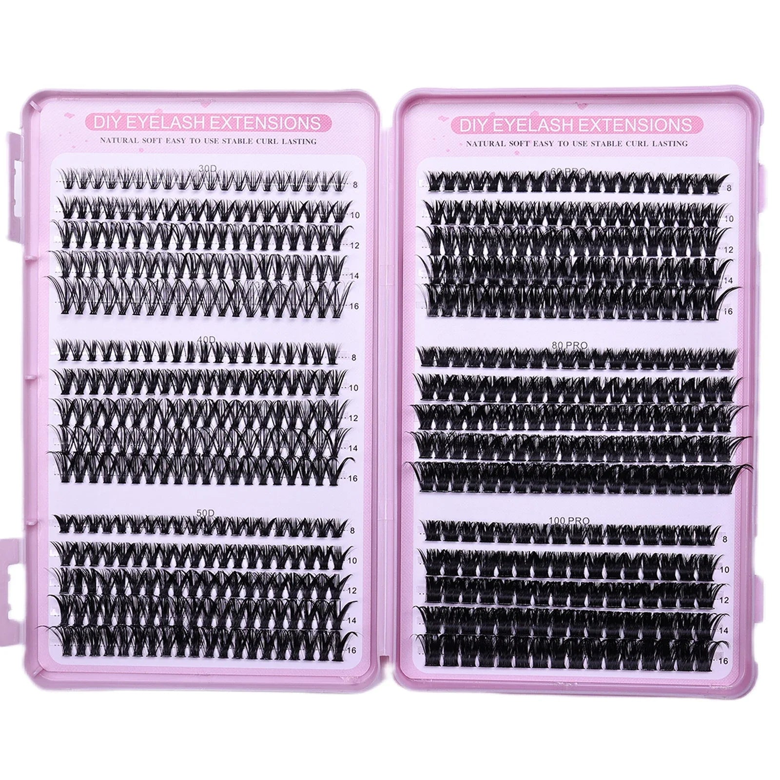 30 rangées de grappes de cils individuelles bricolage livre d'extensions de cils, grappes de cils D Curl Extension de cils pour une utilisation à la maison