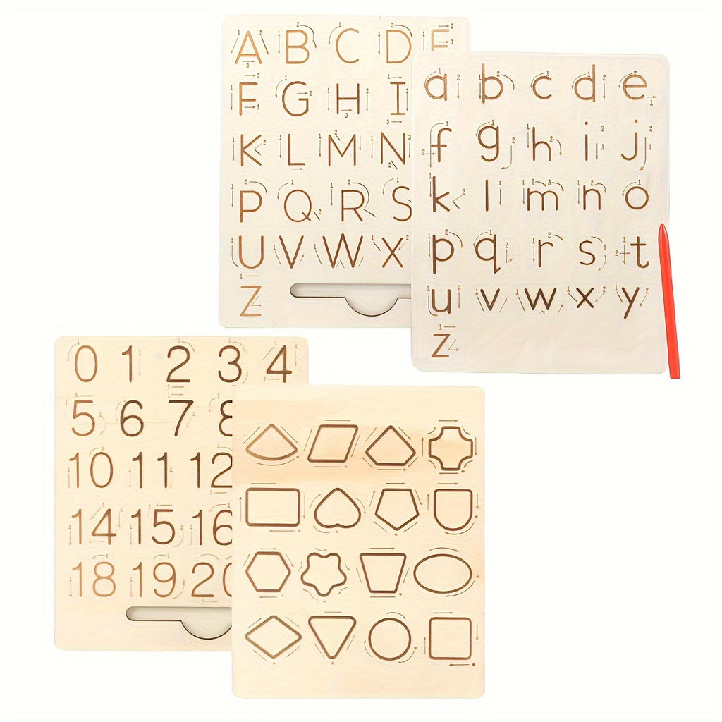 Jouets d'apprentissage Montessori Planche de traçage des lettres en bois - Jouets éducatifs