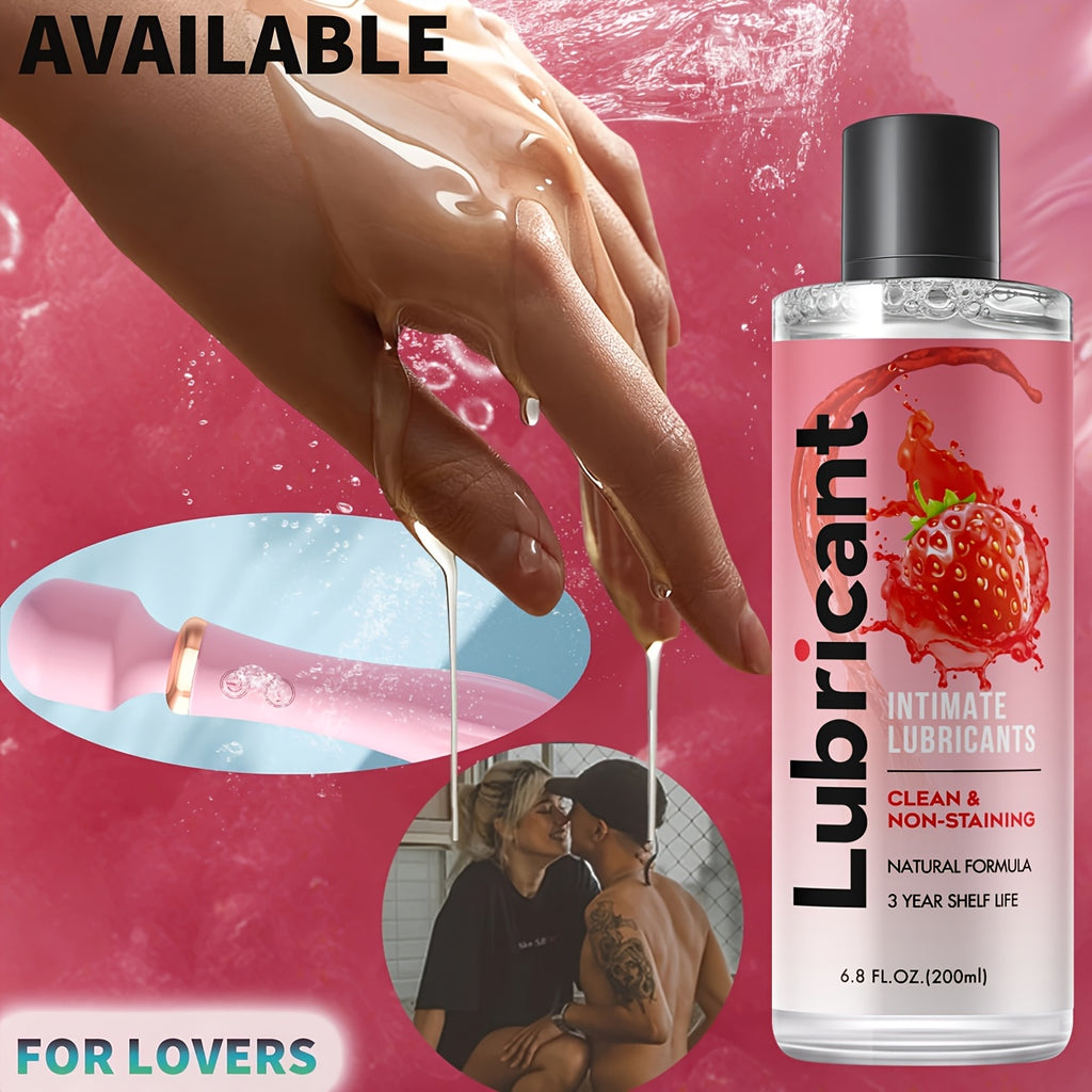 Strawberry Flavor Lubricant 200ml 6.8oz Strawberry Flavor Water Based Lubricant Long Lasting Water Based Lubricant for Male And Female Couples - Gentle, Non Stick, Clean, Stainless, Strawberry Scented Natural Formula. Suitabl