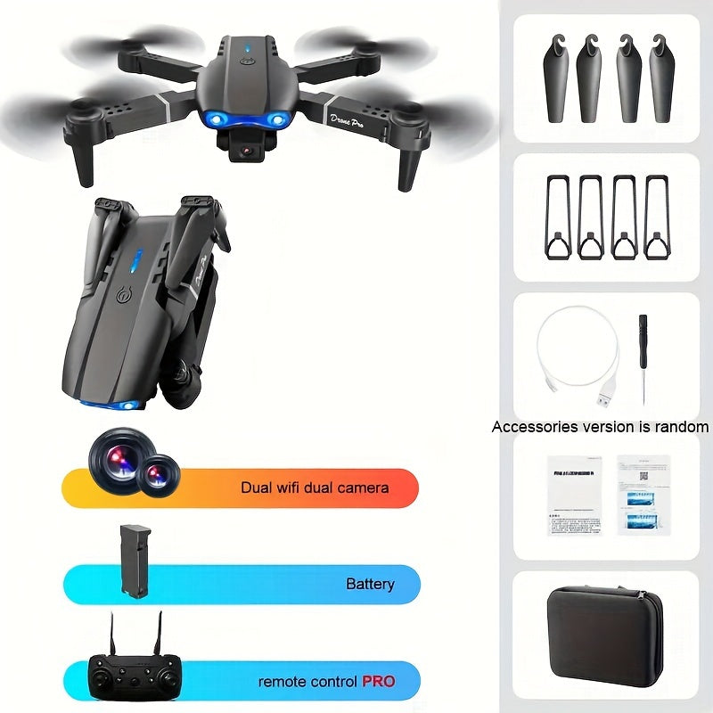 Drone E99pro avec caméra SD, décollage et atterrissage en un clic, maintien d'altitude, figure à 360° en un clic, drone à quatre axes, jouet UAV télécommandé pliable pour débutants, cadeau de vacances