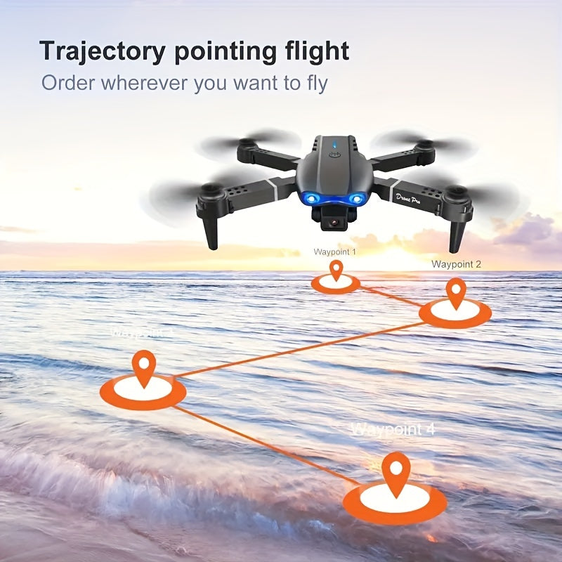 Drone E99pro avec caméra SD, décollage et atterrissage en un clic, maintien d'altitude, figure à 360° en un clic, drone à quatre axes, jouet UAV télécommandé pliable pour débutants, cadeau de vacances