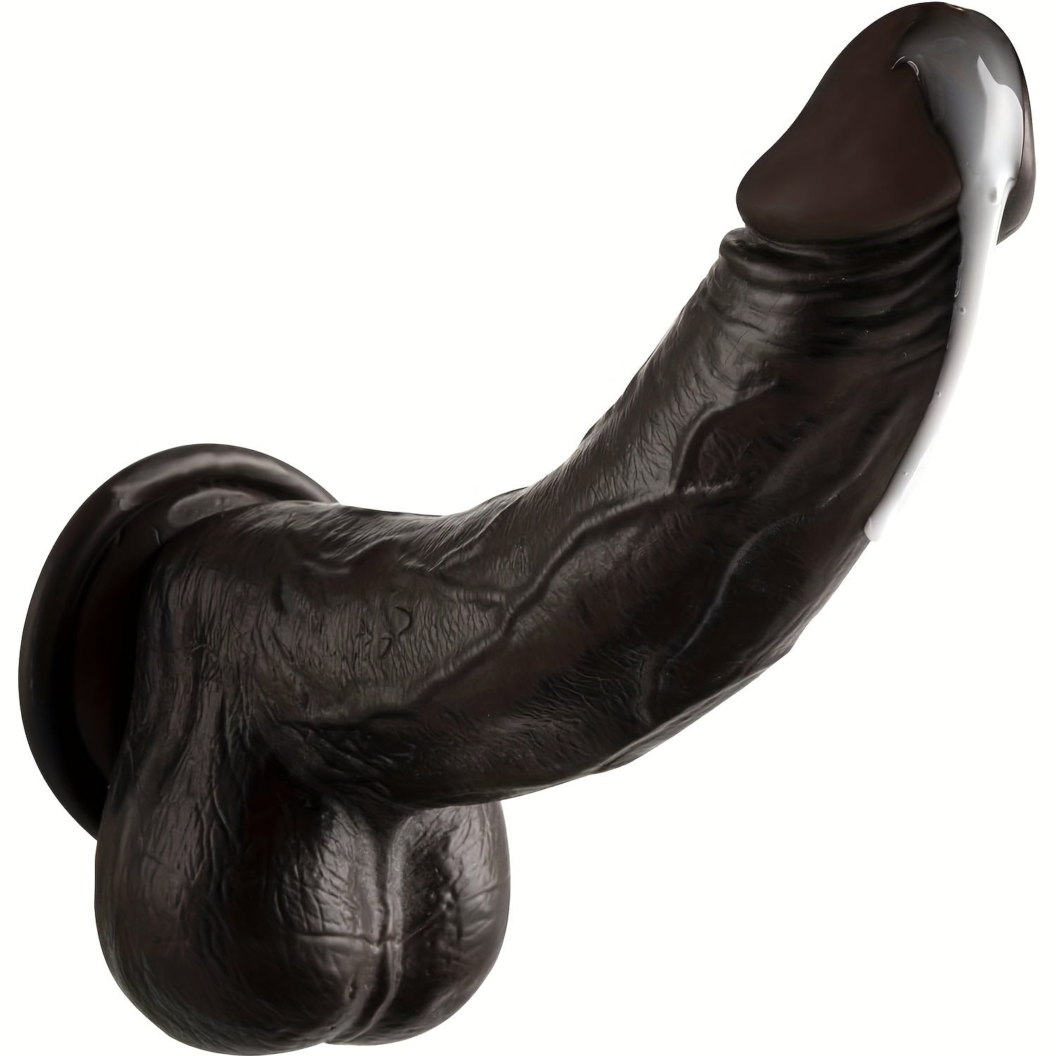 Perfect Insertable Length: StrongSyction Cup - Hand-Free Play Anywhere You Want - 8.3 Inch Black Rubber Dildo - Non-Latex, Waterproof, No Battery Required