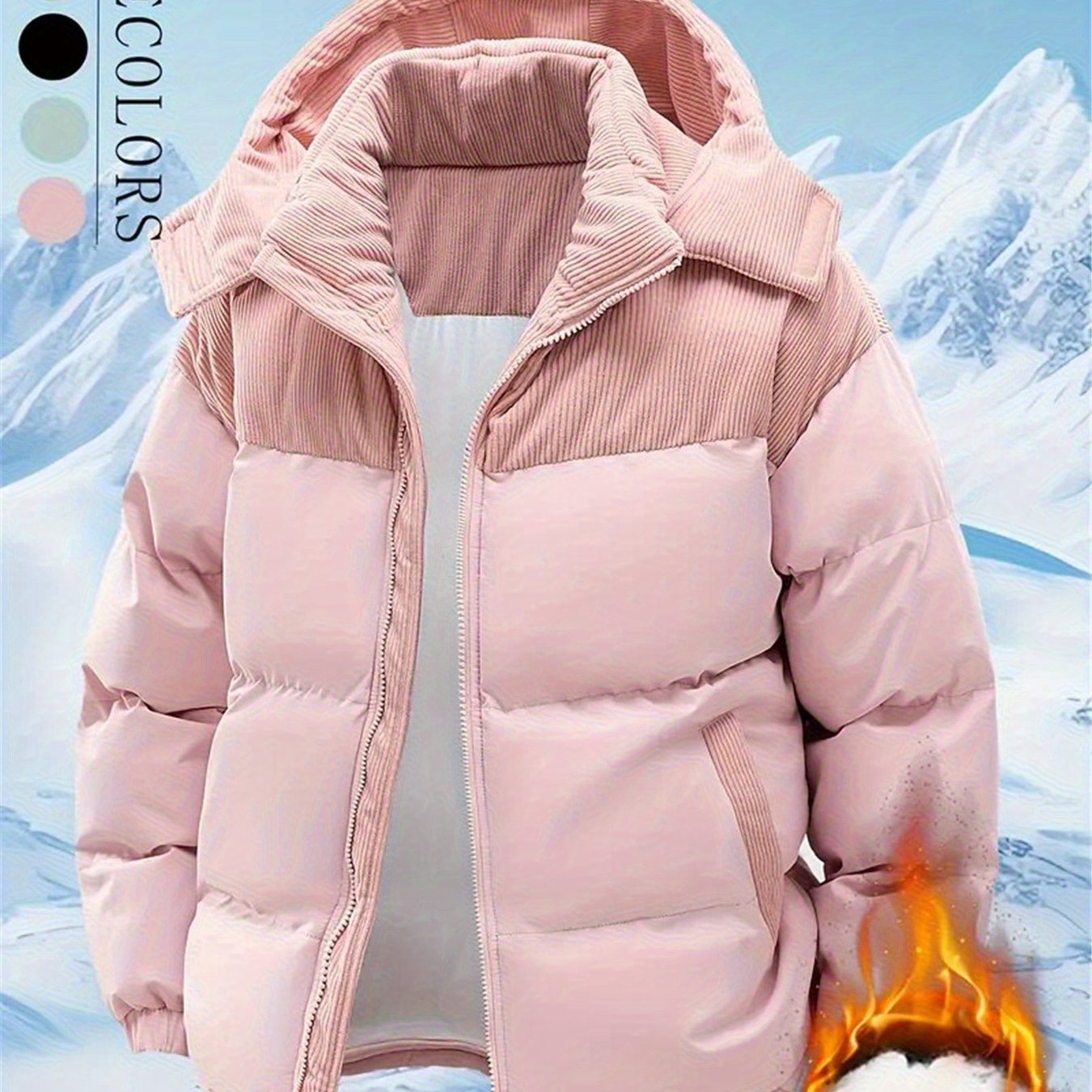 Veste Homme, Vintage Ample Coupe-Vent Chaude, Capuche Amovible, Automne et Hiver, 1 pièce